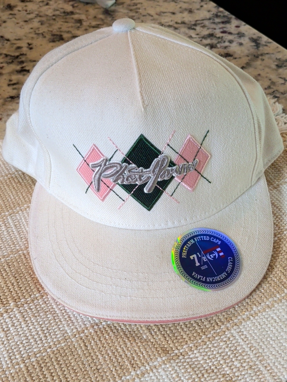 Vintage Phat Farm fitted baseball cap in white with an argyl Pattern